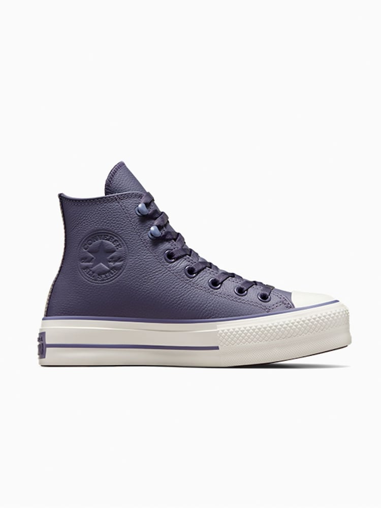 Converse Purple Leather Chuck Taylor All Star Lift Trainers - Image 1 of 7