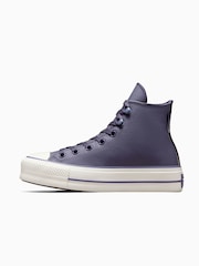 Converse Purple Leather Chuck Taylor All Star Lift Trainers - Image 2 of 7