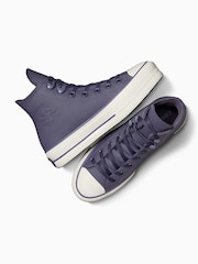 Converse Purple Leather Chuck Taylor All Star Lift Trainers - Image 5 of 7