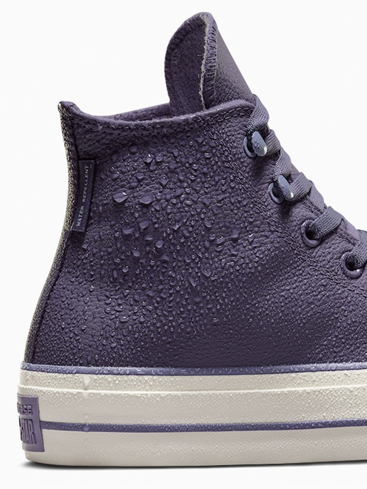 Converse Purple Leather Chuck Taylor All Star Lift Trainers - Image 7 of 7
