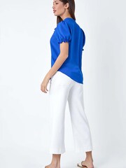 Roman Blue Waffle Textured Frill Detail Top - Image 3 of 5