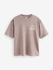 Chocolate Brown Pumpkin Spiced Latte Print 100% Cotton T-Shirt - Image 5 of 8