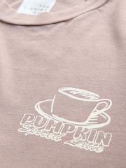 Chocolate Brown Pumpkin Spiced Latte Print 100% Cotton T-Shirt - Image 7 of 8