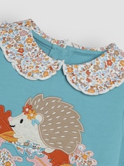 JoJo Maman Bébé Duck Egg Hedgehog Applique Collar Sweatshirt - Image 3 of 3
