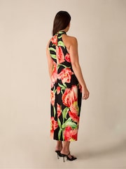 Ro&Zo Black Petite Petite Lyra Floral Halterneck Dress - Image 2 of 4