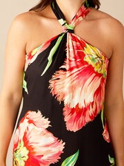 Ro&Zo Black Petite Petite Lyra Floral Halterneck Dress - Image 3 of 4