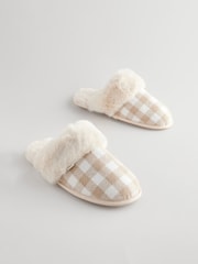 Neutral Check Mule Slippers - Image 1 of 6
