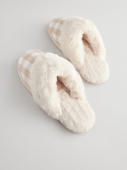 Neutral Check Mule Slippers - Image 3 of 6