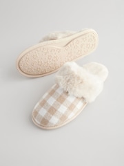 Neutral Check Mule Slippers - Image 4 of 6