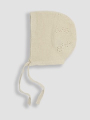 JoJo Maman Bébé Cream Knitted Baby Bonnet - Image 1 of 3