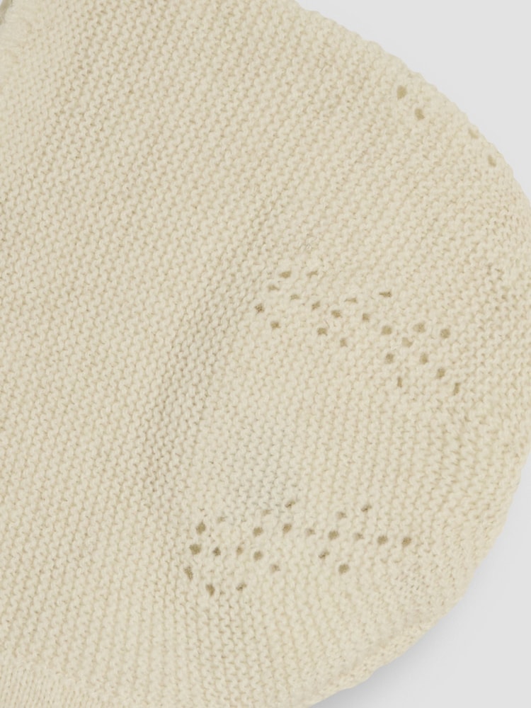 JoJo Maman Bébé Cream Knitted Baby Bonnet - Image 2 of 3