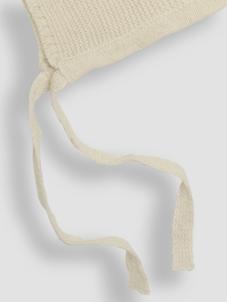 JoJo Maman Bébé Cream Knitted Baby Bonnet - Image 3 of 3