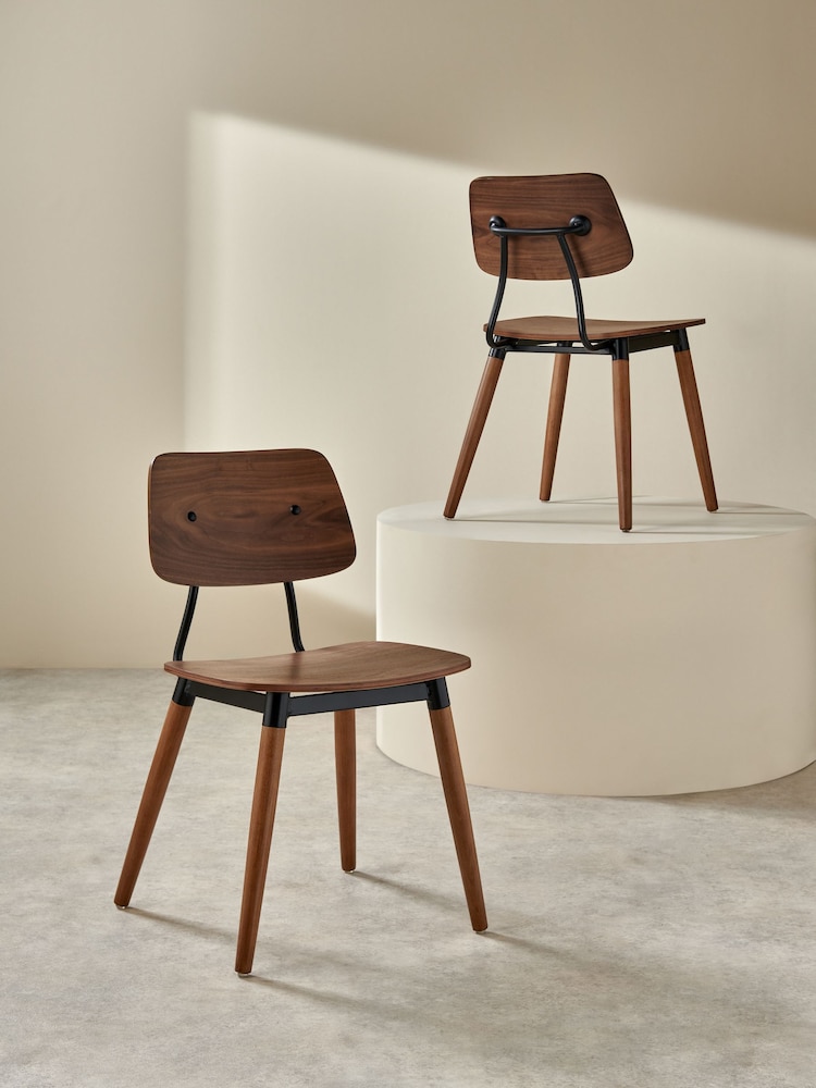 MADE.COM Set of 2 Dark Brown Airi Dining Chairs - Image 2 of 7