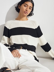 Hush White Konnie Striped Knitted Jumper - Image 1 of 6