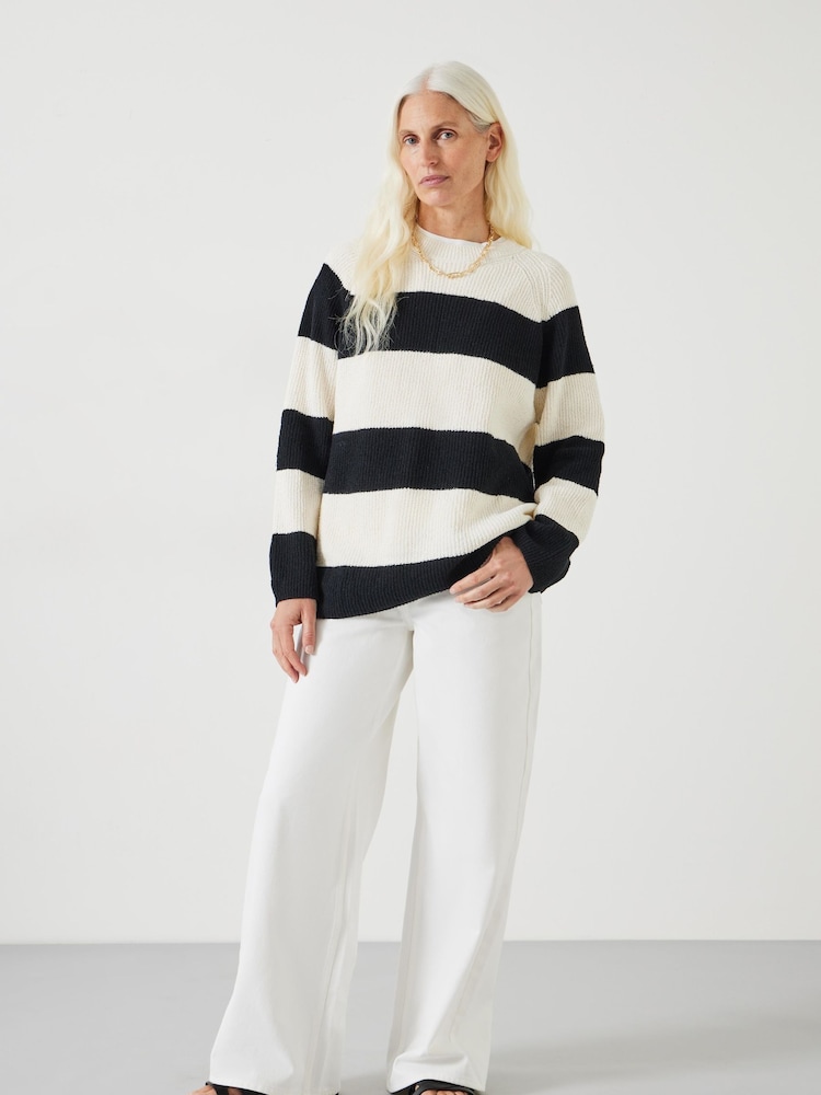 Hush White Konnie Striped Knitted Jumper - Image 3 of 6