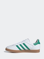adidas Originals White/Green Gazelle Trainers - Image 3 of 9