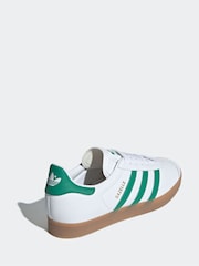 adidas Originals White/Green Gazelle Trainers - Image 4 of 9