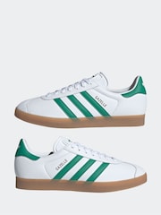 adidas Originals White/Green Gazelle Trainers - Image 5 of 9