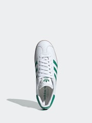 adidas Originals White/Green Gazelle Trainers - Image 6 of 9