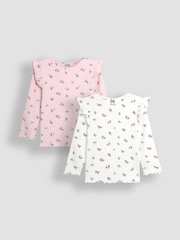 JoJo Maman Bébé Berry Floral Frill Rib Tops 2 Pack - Slika 1 iz 5