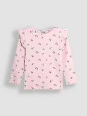JoJo Maman Bébé Berry Floral Frill Rib Tops 2 Pack - Slika 2 iz 5