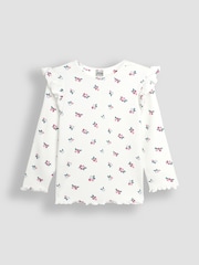 JoJo Maman Bébé Berry Floral Frill Rib Tops 2 Pack - Slika 4 iz 5