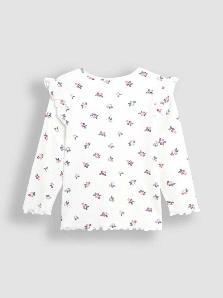 JoJo Maman Bébé Berry Floral Frill Rib Tops 2 Pack - Slika 5 iz 5