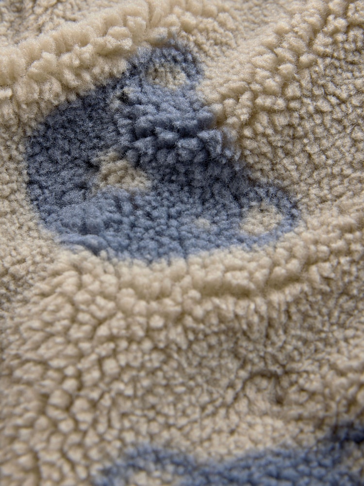 Cream And Grey Bear Patterned Fleece Zip Through Hooded Jacket (3mths-7yrs) - Image 8 of 8