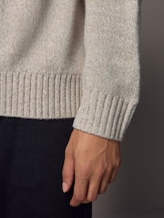 Neutral/Ecru Crew Neck Regular Fit Fairisle Pattern Jumper with Wool - Image 5 of 8