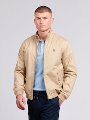 U.S. Polo Assn. Brown Mens 100% Cotton Twill Harrington Jacket - Image 1 of 8
