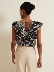 Phase Eight Black Ruffle Rosey Linen Top - Image 2 of 6