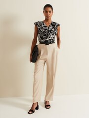 Phase Eight Black Ruffle Rosey Linen Top - Image 3 of 6