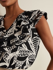 Phase Eight Black Ruffle Rosey Linen Top - Image 5 of 6