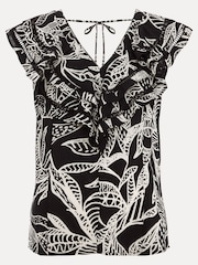 Phase Eight Black Ruffle Rosey Linen Top - Image 6 of 6