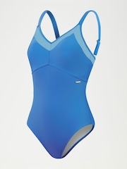 Синий - Speedo Женский моделирующий 1 Pieces купальник с сетчатой отделкой - Изображение 6 из 6
