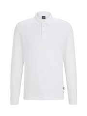 BOSS White Interlock 100% Cotton Embroidered Logo Polo Shirt - Image 5 of 5