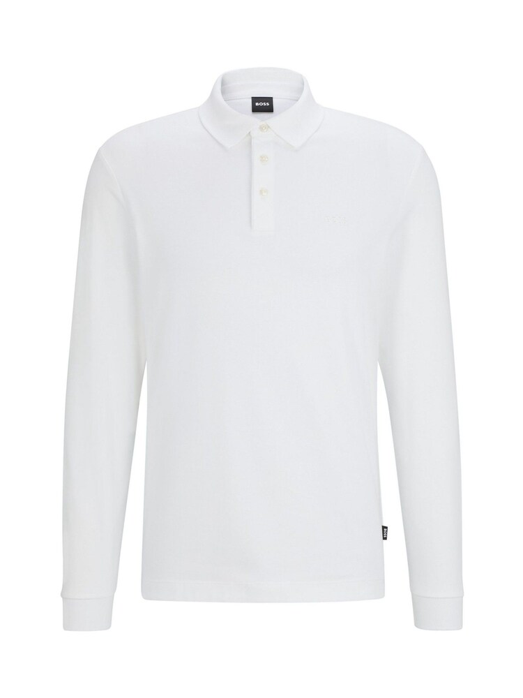 BOSS White Interlock 100% Cotton Embroidered Logo Polo Shirt - Image 5 of 5 BOSS White Interlock 100% Cotton Embroidered Logo Polo Shirt - Image 5 of 5