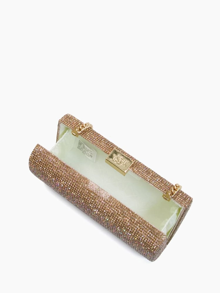 Dune London Gold Bryannies Hot Fix Embellished Clutch Bag - Image 4 of 4 Dune London Gold Bryannies Hot Fix Embellished Clutch Bag - Image 4 of 4