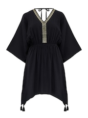 Pour Moi Black LENZING™ ECOVERO™ Viscose Hot Fix Kaftan - Image 3 of 4