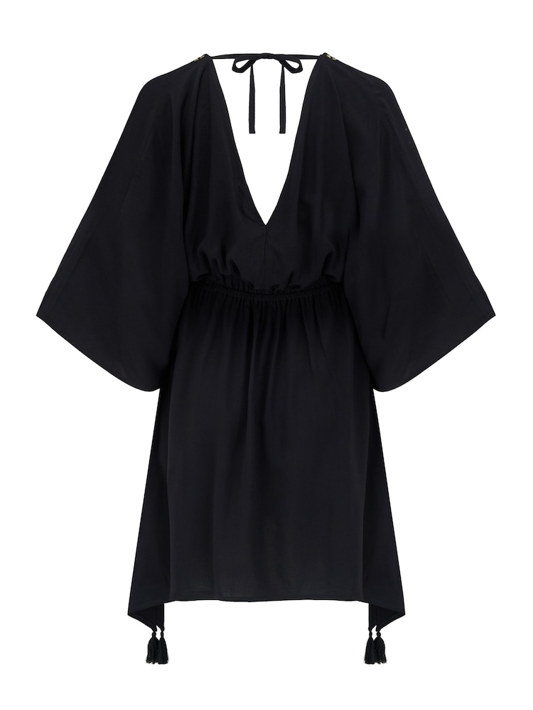 Pour Moi Black LENZING™ ECOVERO™ Viscose Hot Fix Kaftan - Image 4 of 4