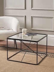 Pacific Glass and Black Roxy Metal Coffee Table - Image 1 of 6