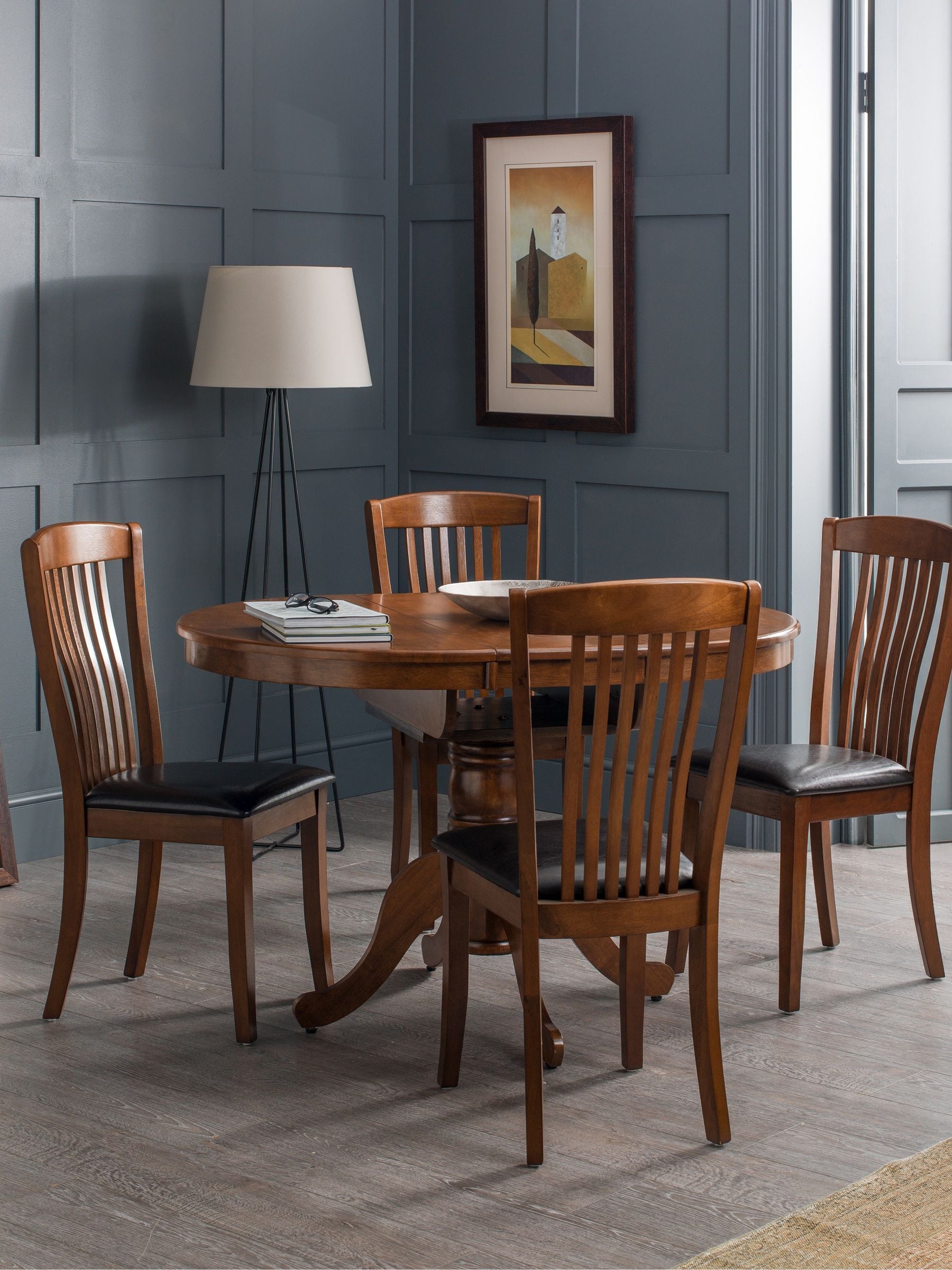 Julian Bowen Unisex Dark Brown Canterbury Round To Oval Extending 4-6 Seater Dining Table In Size 4 - Image 7