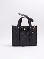 River Island Black Girls Bow Quilted Shopper Bag - Image 1 of 5