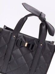 River Island Black Girls Bow Quilted Shopper Bag - Image 5 of 5