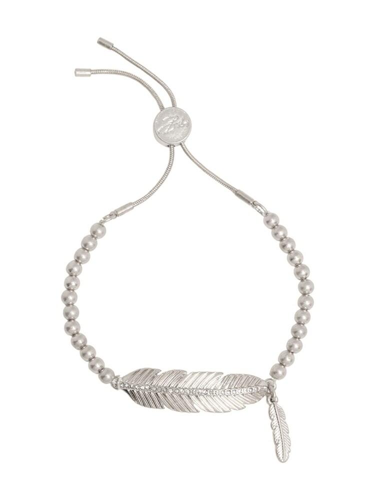 Bibi Bijoux Silver Tone Pave feather Friendship Bracelet - Image 1 of 2