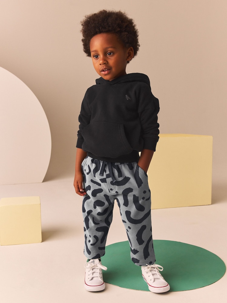 Grey Patterned Jersey 100% Cotton Joggers (3mths-7yrs) - Image 1 of 7 Grey Patterned Jersey 100% Cotton Joggers (3mths-7yrs) - Image 1 of 7