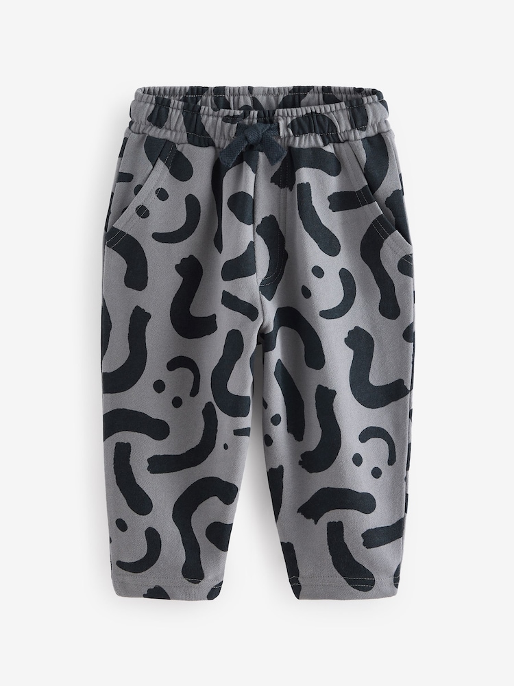 Grey Patterned Jersey 100% Cotton Joggers (3mths-7yrs) - Image 4 of 7