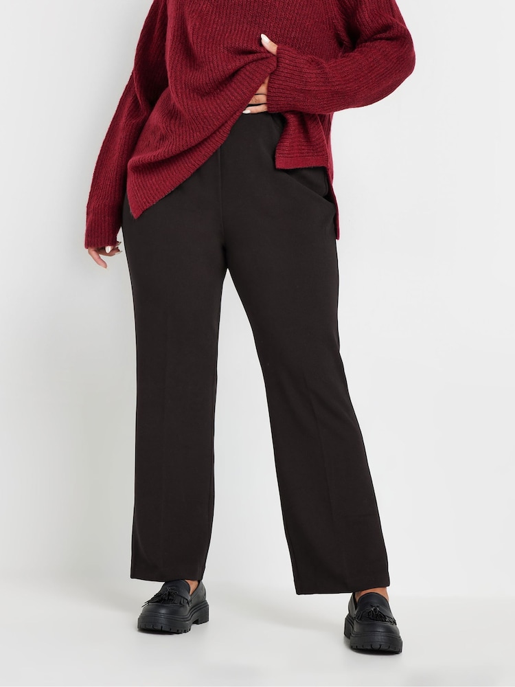 Yours Curve Black Bootcut Ponte Rib Trousers - Image 1 of 6