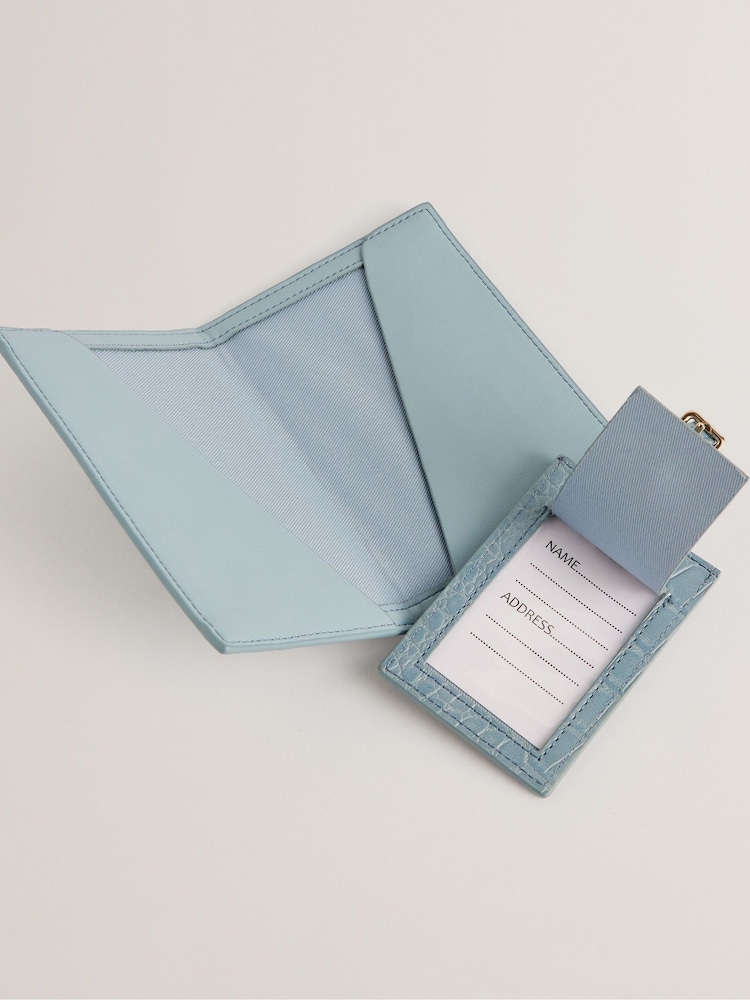 Ted Baker Blue Annitae Imitation Croc Effect Passport And Luggage Tag Bag - Image 2 of 3