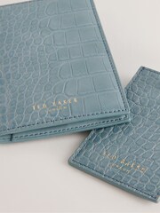 Ted Baker Blue Annitae Imitation Croc Effect Passport And Luggage Tag Bag - Image 3 of 3
